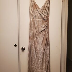 Lauren by Ralph Lauren Shimmery Gold Evening Dress-size 12